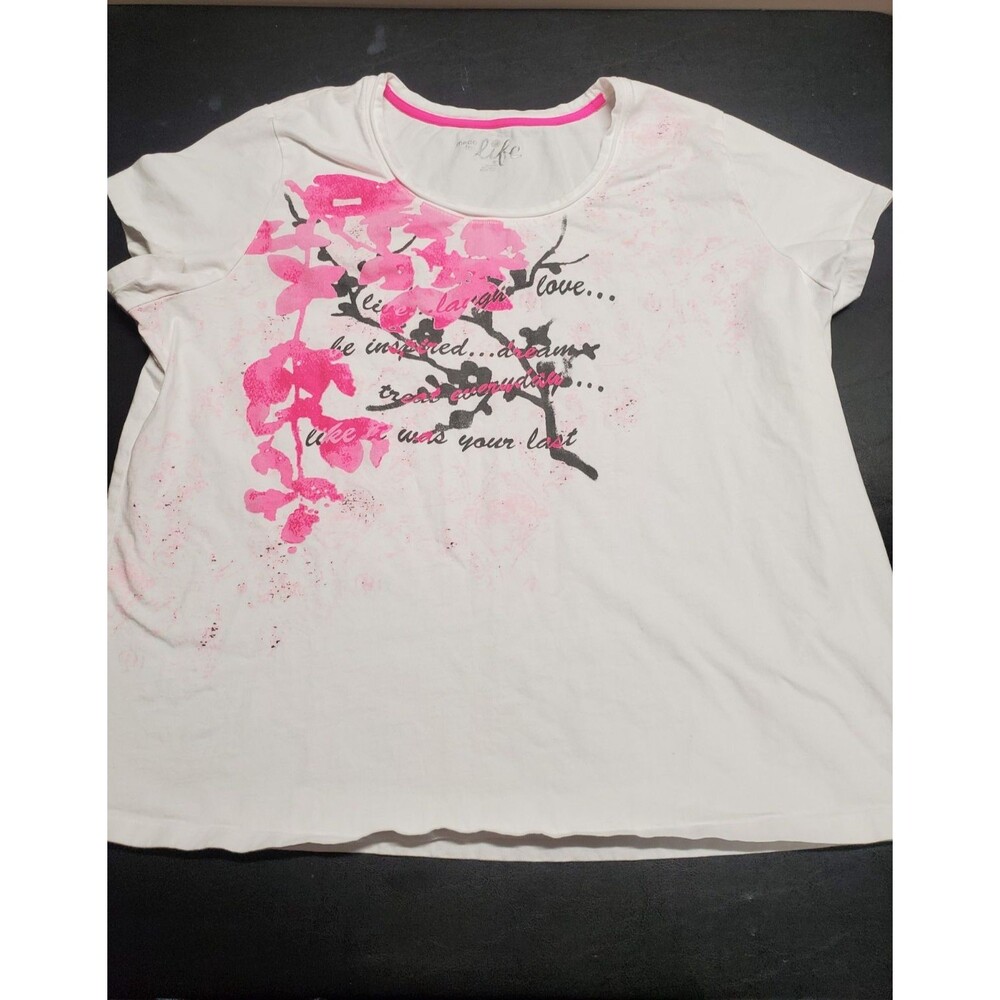Made For Life Floral 3X 100% Cotton Graphic Short Sleeve Tee Shirt Women